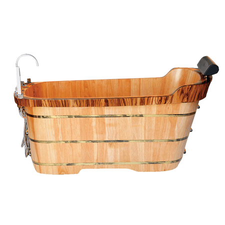 ALFI BRAND 59" Free Standing Wooden Bathtub W/ Chrome Tub Filler AB1148